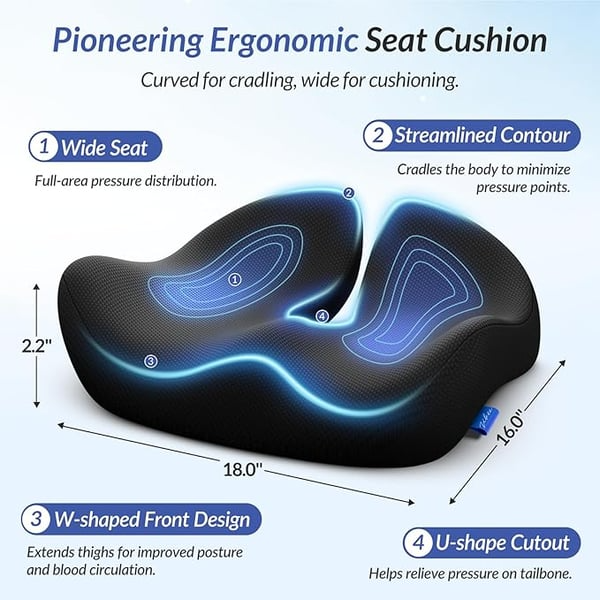 Ergonomic Design Memory Foam Seat Cushion