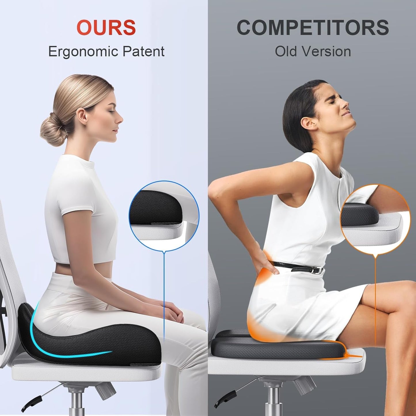Ergonomic Design Memory Foam Seat Cushion