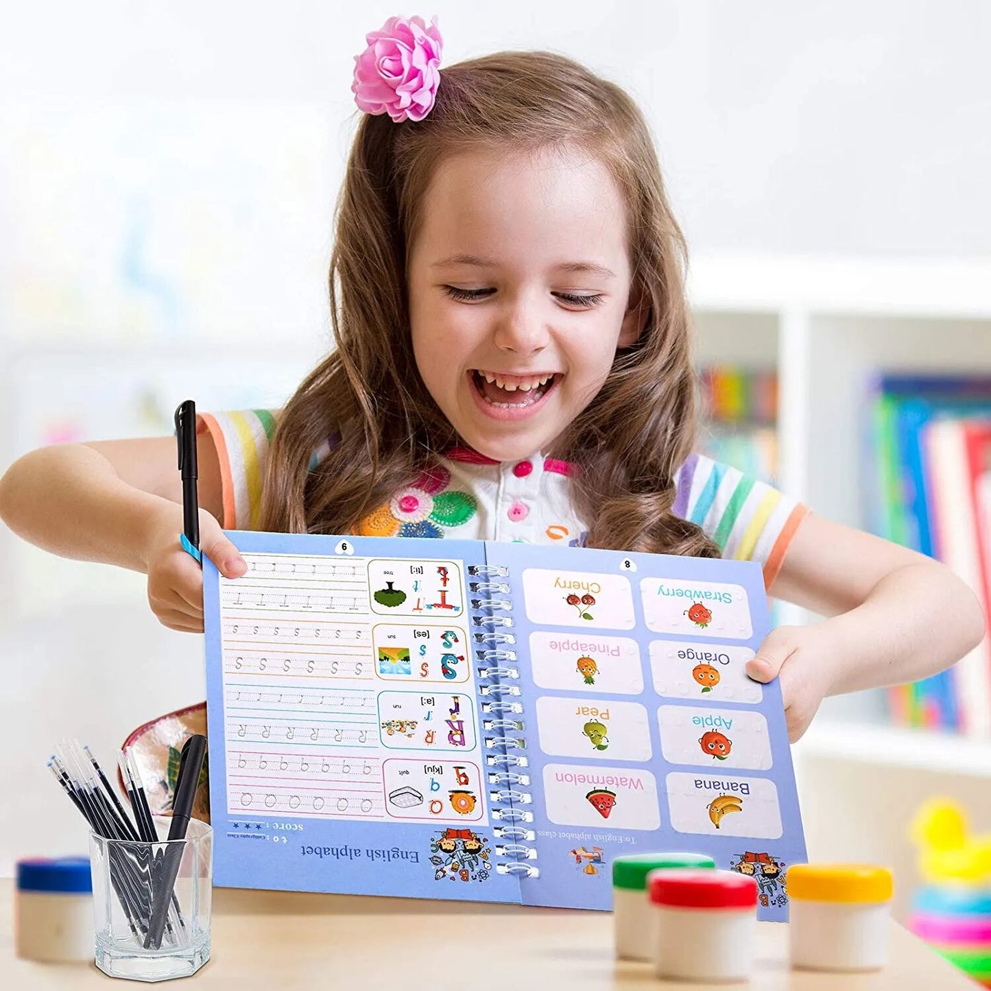 Free Shipping Magic Copy Book Free Wiping English French Copybooks Pen Children Writing Sticker For Calligraphy Montessori Gift