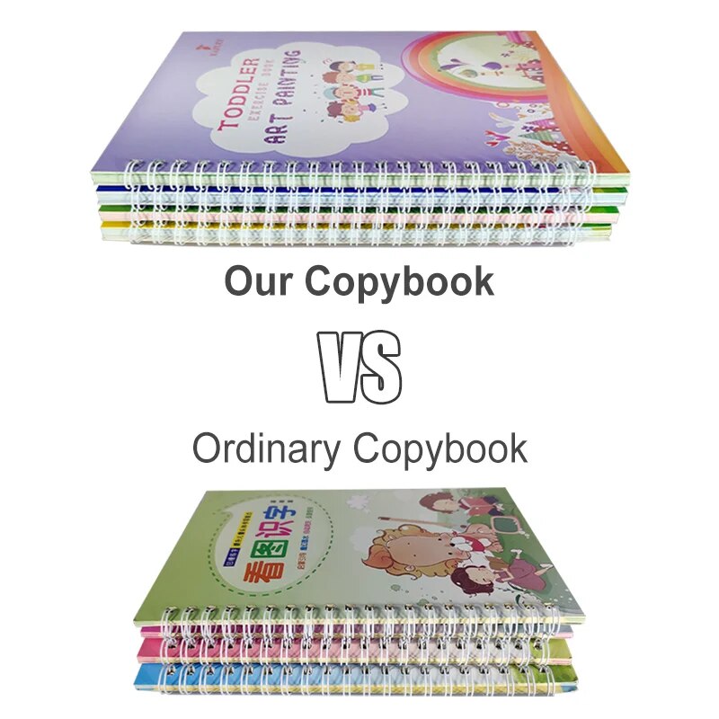 Free Shipping Magic Copy Book Free Wiping English French Copybooks Pen Children Writing Sticker For Calligraphy Montessori Gift