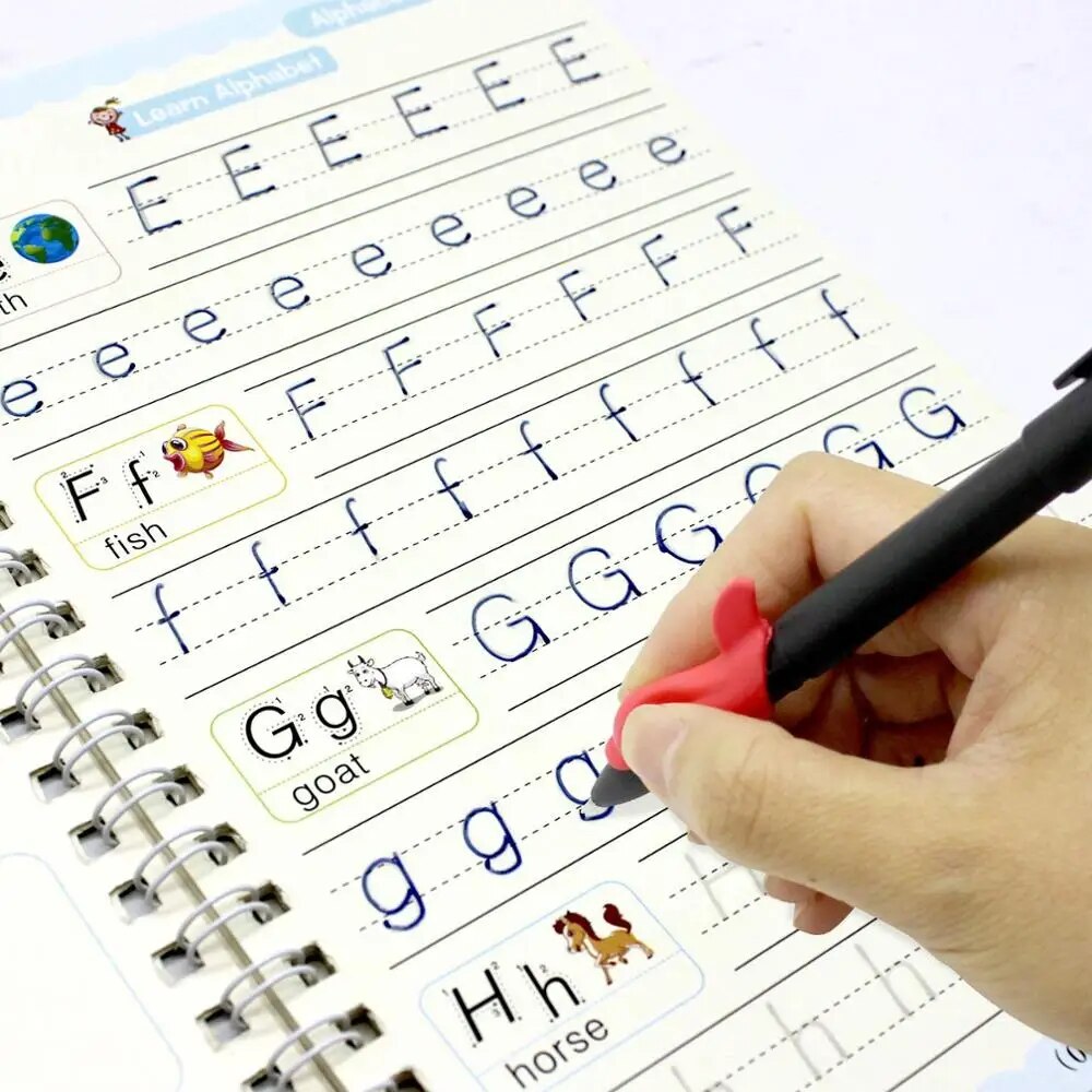 Free Shipping Magic Copy Book Free Wiping English French Copybooks Pen Children Writing Sticker For Calligraphy Montessori Gift