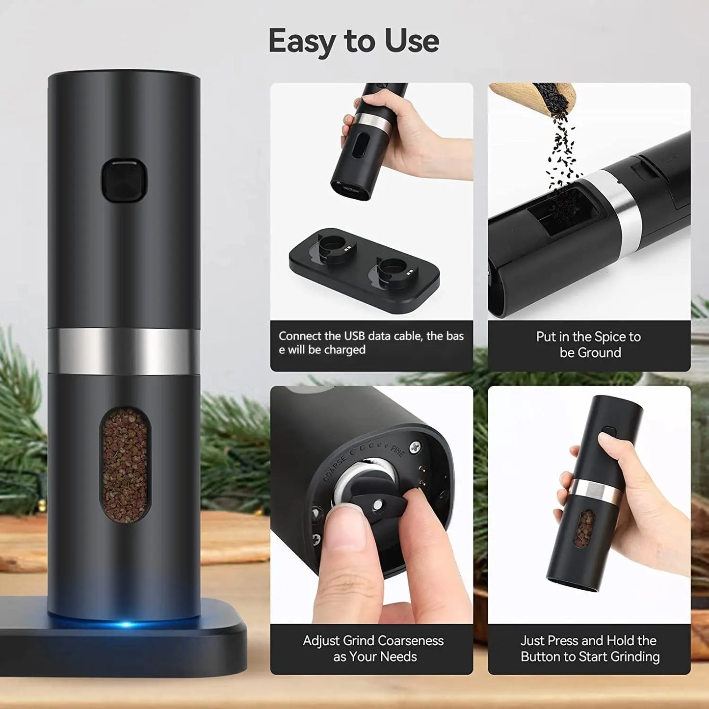 Electric Salt and Pepper Grinder Set