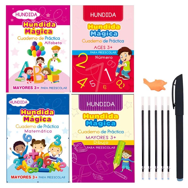 Free Shipping Magic Copy Book Free Wiping English French Copybooks Pen Children Writing Sticker For Calligraphy Montessori Gift