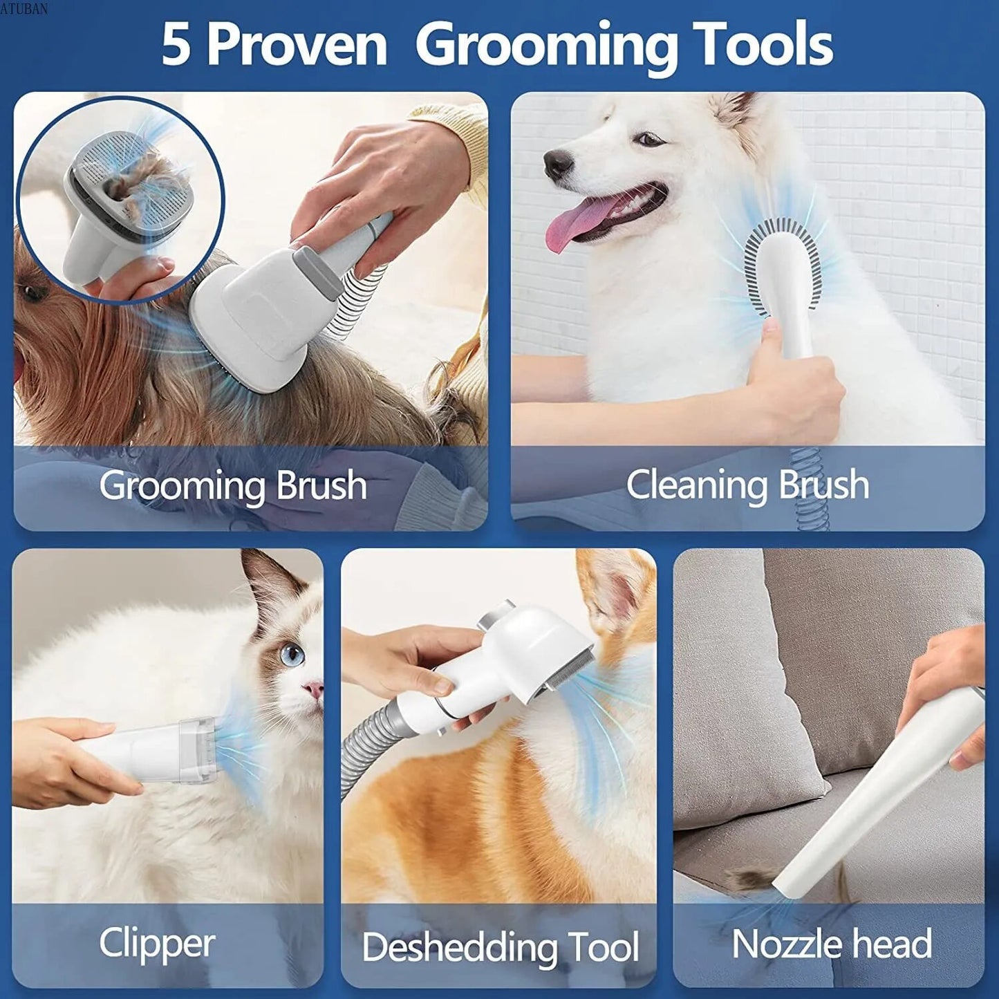 Pet Grooming Vacuum with 2.3L Capacity