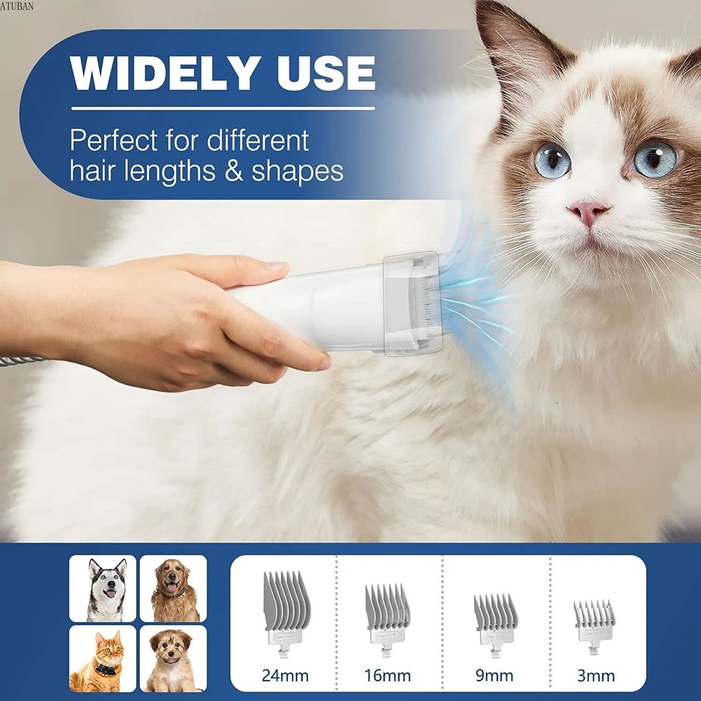 Pet Grooming Vacuum with 2.3L Capacity