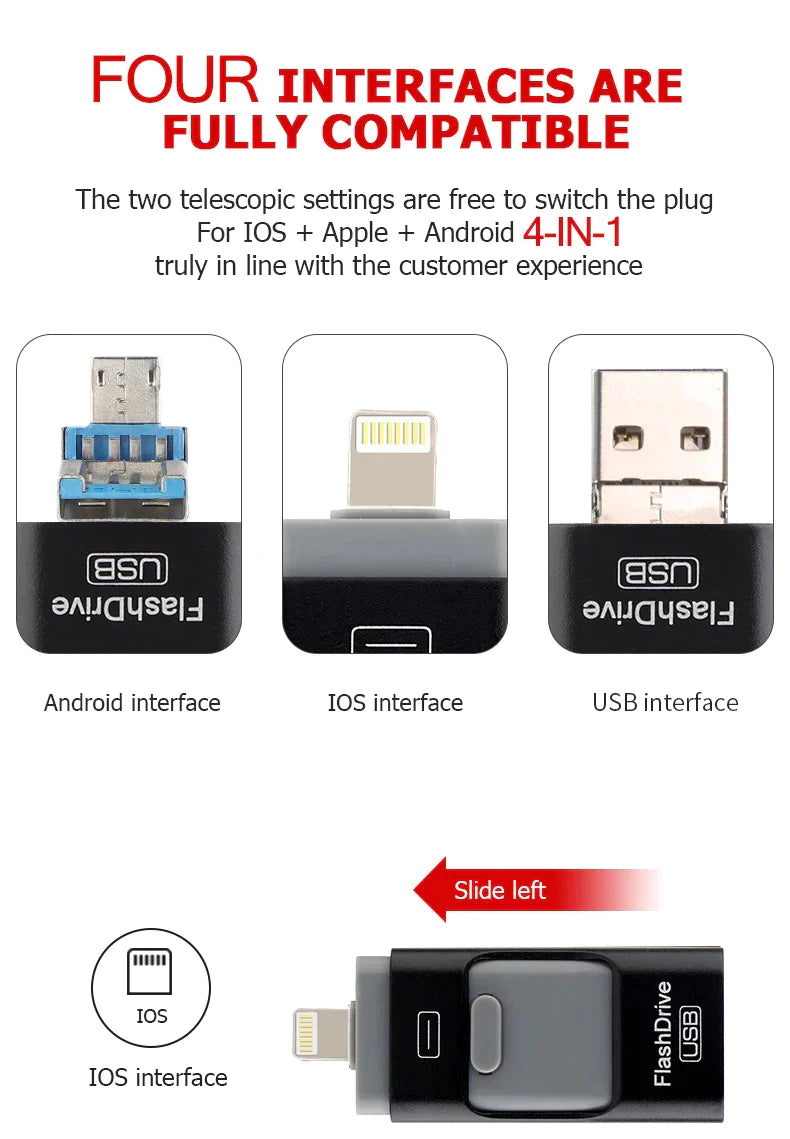 4 in 1 USB Flash Drive ™ Various Sizes