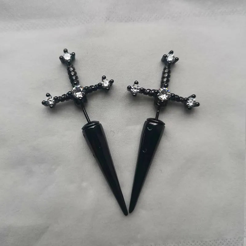 Gothic Kinitial Sword Earrings