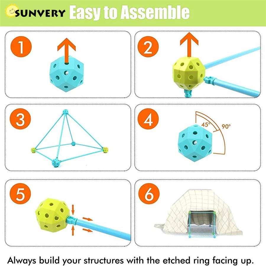 Kids DIY 3D Fort Building Kit - Construction Game Tents