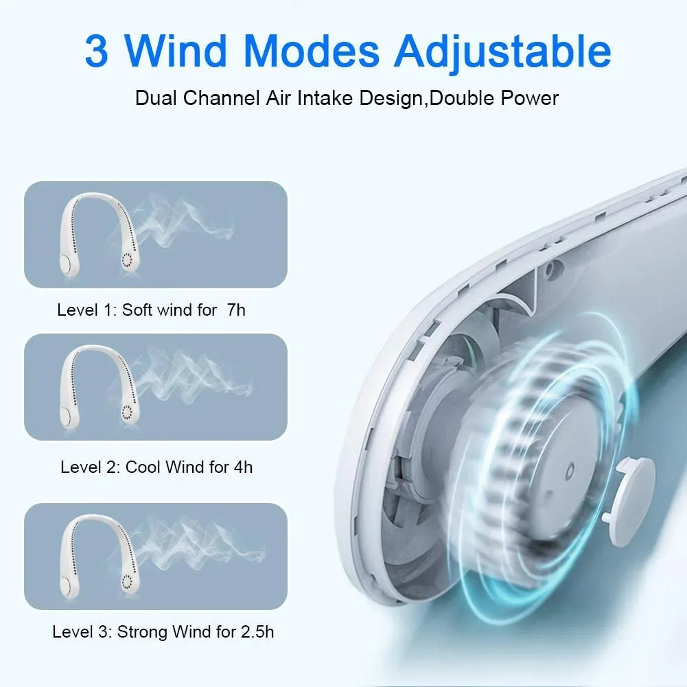 Portable Bladeless Neck Fan - 3 Speeds