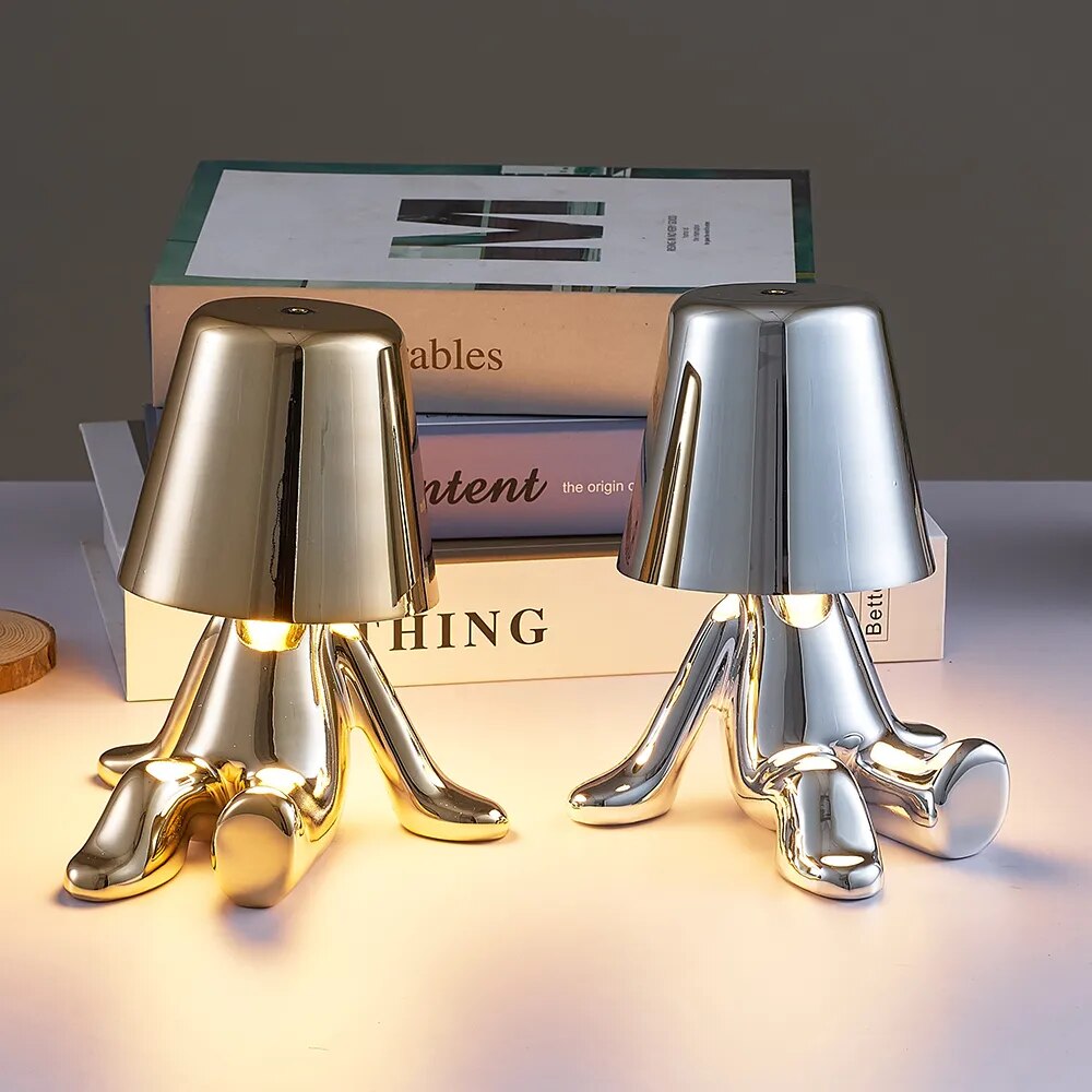 Nordic Chrome Little Golden Man Table Lamp