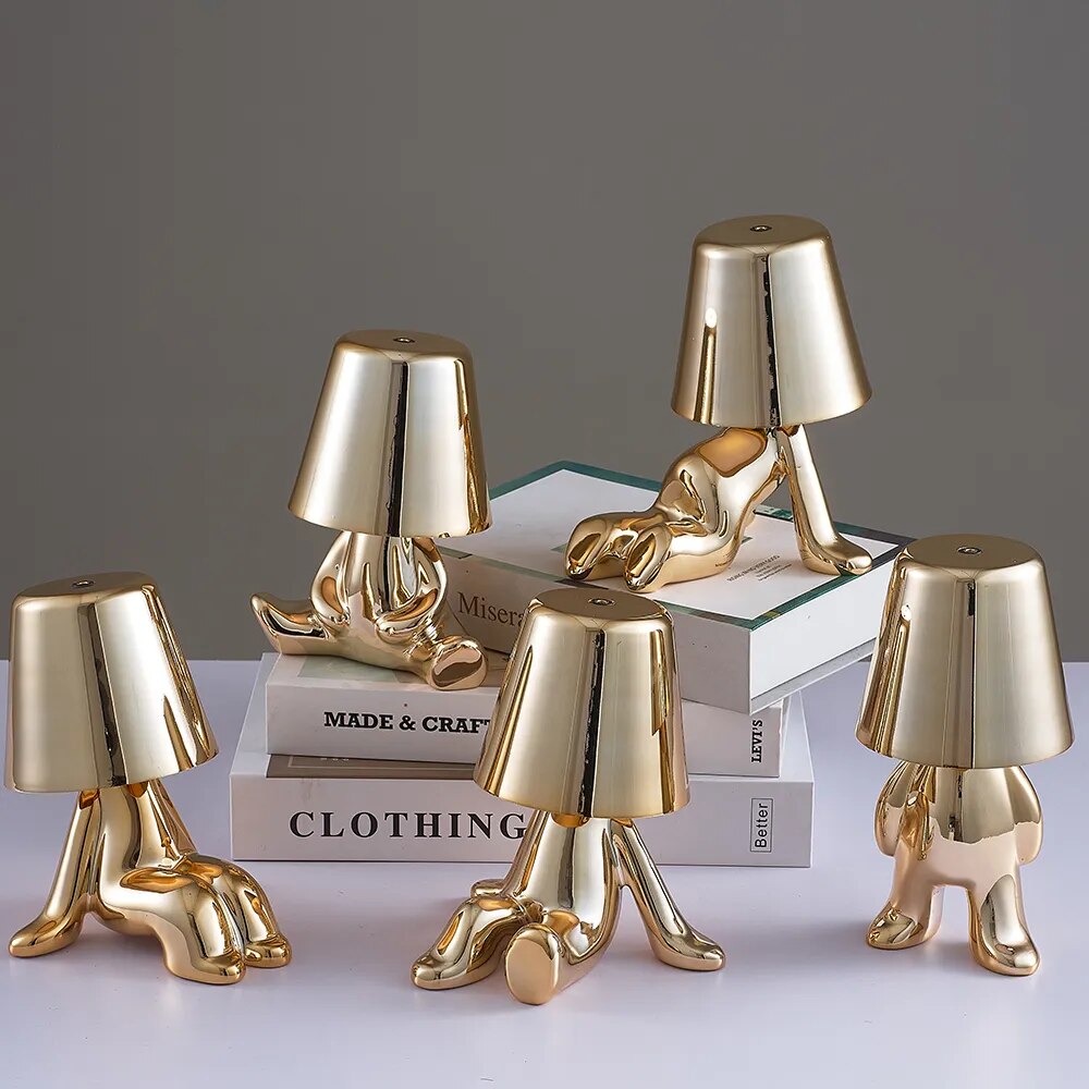 Nordic Chrome Little Golden Man Table Lamp