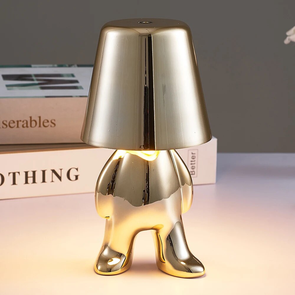 Nordic Chrome Little Golden Man Table Lamp