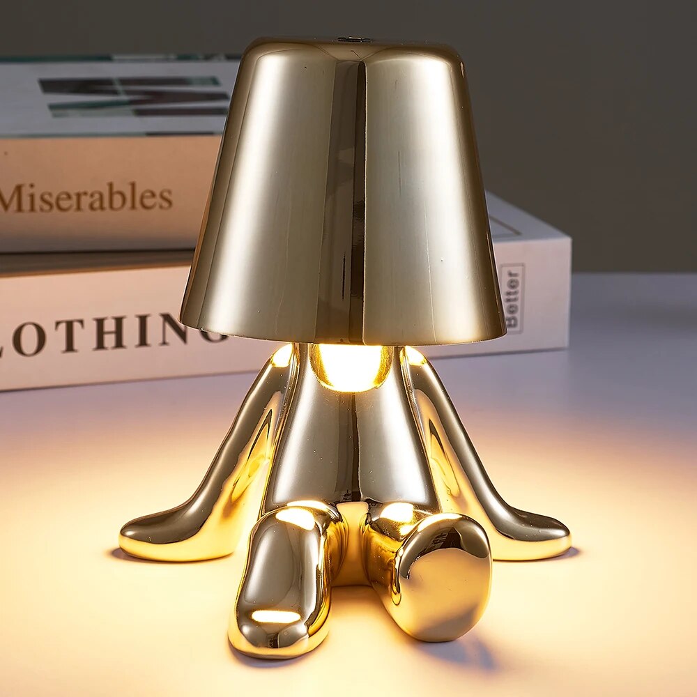 Nordic Chrome Little Golden Man Table Lamp