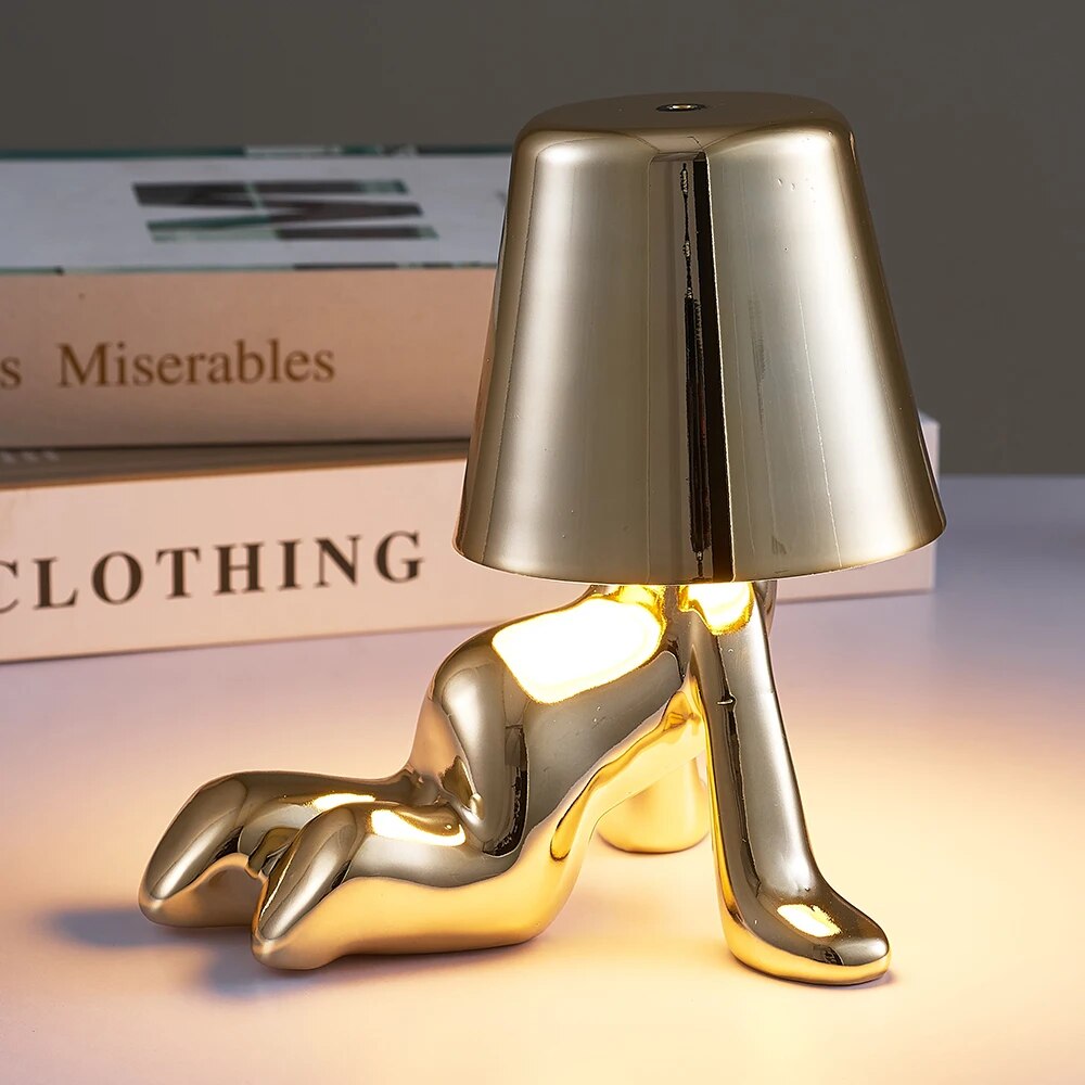 Nordic Chrome Little Golden Man Table Lamp