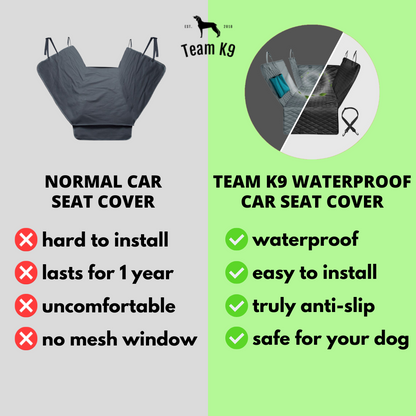 NEW Waterproof Non-Slip Car Seat Hammock Cover With Pockets, Side Flaps, Headrest Straps, Seat-Anchors, & Mesh Window (+FREE SAFETY BELT!)