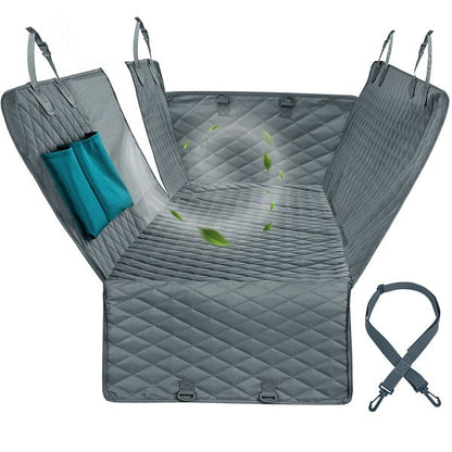 NEW Waterproof Non-Slip Car Seat Hammock Cover With Pockets, Side Flaps, Headrest Straps, Seat-Anchors, & Mesh Window (+FREE SAFETY BELT!)