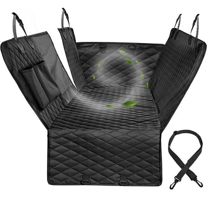 NEW Waterproof Non-Slip Car Seat Hammock Cover With Pockets, Side Flaps, Headrest Straps, Seat-Anchors, & Mesh Window (+FREE SAFETY BELT!)