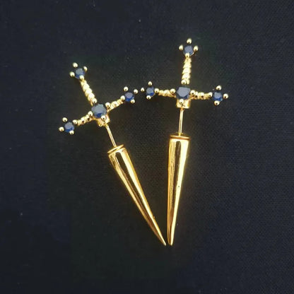 Gothic Kinitial Sword Earrings
